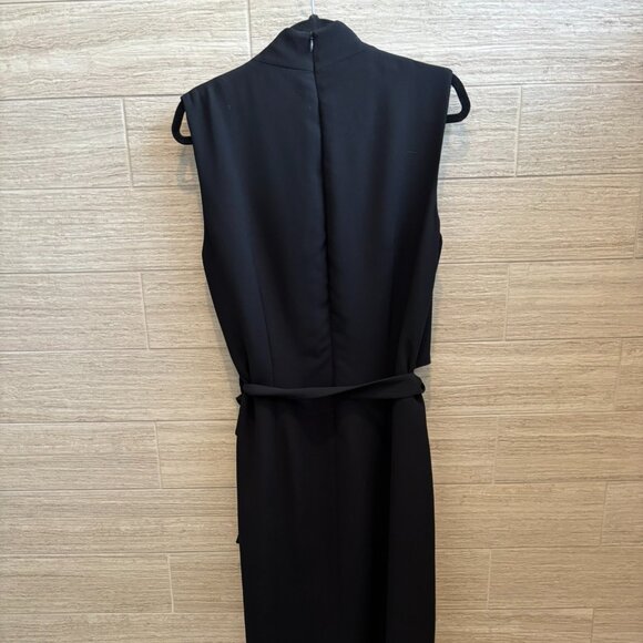 🍀Jones Wear Classic Sleeveless V-Neck Asymmetrical Black Dress - Picture 5 of 12